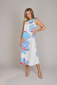 Mastic lang kleed met lichtblauwe bloemenprint Atmos