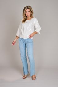 Ecru pull met ton-sur-ton pailletten Atmos