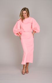 Coraal bloes met pofmouwen in tafta Senso