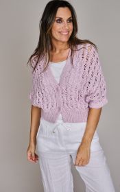 Roze, korte gilet met losse brei Hemisphere
