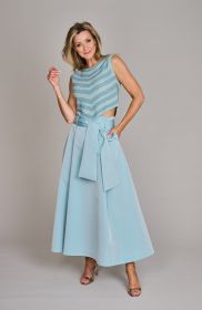 Blauwe rok met strik en plooien D.Exterior