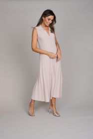 Lichtroze lang tricotkleed met pailletten D.Exterior