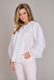 Witte bloes met plooien Ralph Lauren