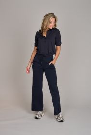 Marine polo met tricot kraag Margittes