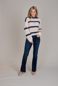 Ecru pull met blauwe strepen Margittes