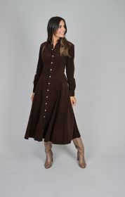 Bruin hemdkleed in velours Ralph Lauren