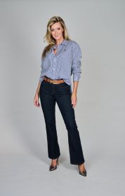 Marine/ wit gestreepe (fijne streep) bloes Ralph Lauren