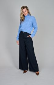 Blauwe rolkraagpull met kabel Ralph Lauren