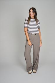 Taupe/ ecru gestreepte pull Riani