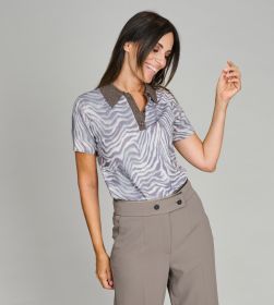 Taupe pull met zebraprint en kraag Riani