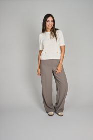 Ecru los gebreide pull met gouden knopen Riani