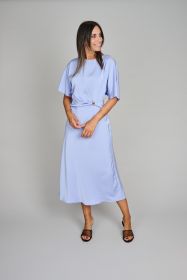 Lichtblauw kleed met drappage in de taille Riani