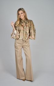 Beige bloes met bloemenprint en strik Riani