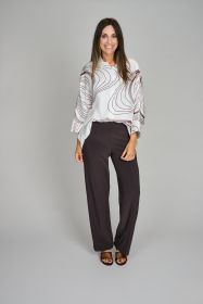 Witte oversized bloes met bruine cirkels Herzens