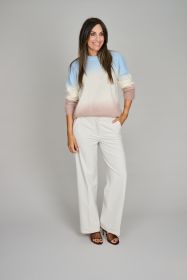 Lichtblauw, ecru, beige gestreepte pull Herzens