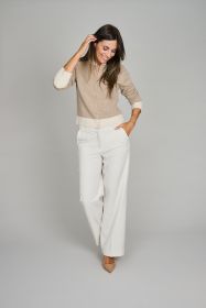 Taupe gilet met beige boord Herzens