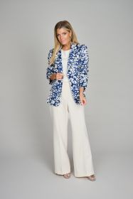 Blauwe/ witte blazer met print Marc Cain