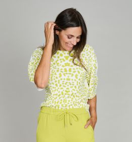 Pull met lime/ witte dierenprint Marc Cain