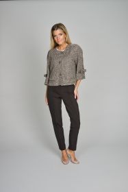 Bruine vest met strik op de mouw Luisa Cerano