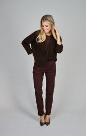 Bruine gilet met boord in kant Luisa Cerano