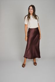 Bruine satijnen rok Luisa Cerano