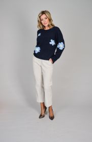 Marine pull met lichtblauwe bloemen Anneclaire