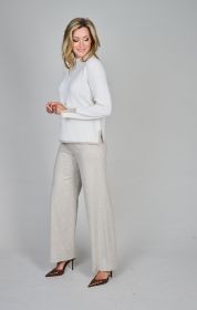 Ecru rolkraagpull met beige boord Anneclaire