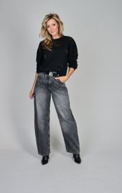 Zwarte sweater met cirkels in pailletten Margittes
