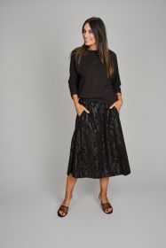 Zwarte rok met combinatie van bruine stof Margittes