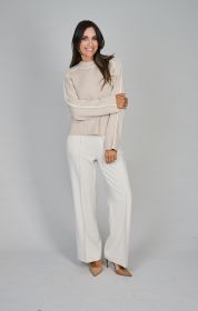 Beige pull met witte streep Repeat
