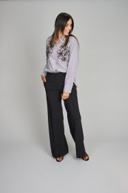 Bruin gestreepte bloes met broderie Rosso 35