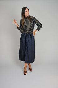 Marine tafta rok met strepen Rosso 35