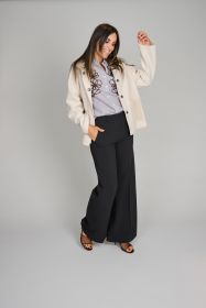 Beige vest met tricot zakken Rosso 35
