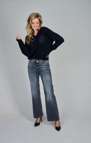 Marine pull met witte fantasie aan borst Peserico