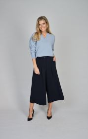 Grijsblauwe pull met fantasie aan borst Peserico