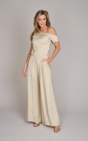 Beige broek met plooien NXI