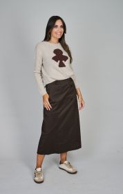 Beige pull met bruin symbool Herzens