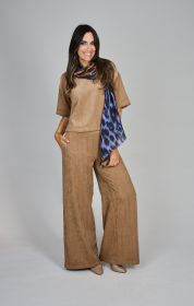 Camel broek met visgraatmotief Due Amanti