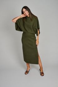 Kaki pull met vlindermouwen Léonie de Paris