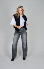 Marine mouwloze gilet met knopen Des Petits Hauts