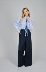 Blauw gestreepte bloes met strik Caroline Biss