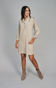Beige daimlook kleed met borstzak Atmos