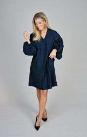 Marine V-hals kleed in tafta met wijde mouw Senso